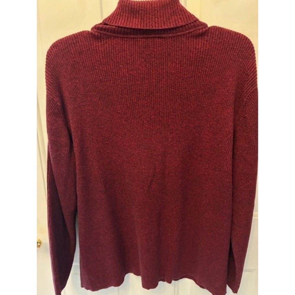 Talbots Turtleneck Sweater Flaw 1X Burgundy Good Ribbed Cotton Knit Long Sleeve - Picture 2 of 7